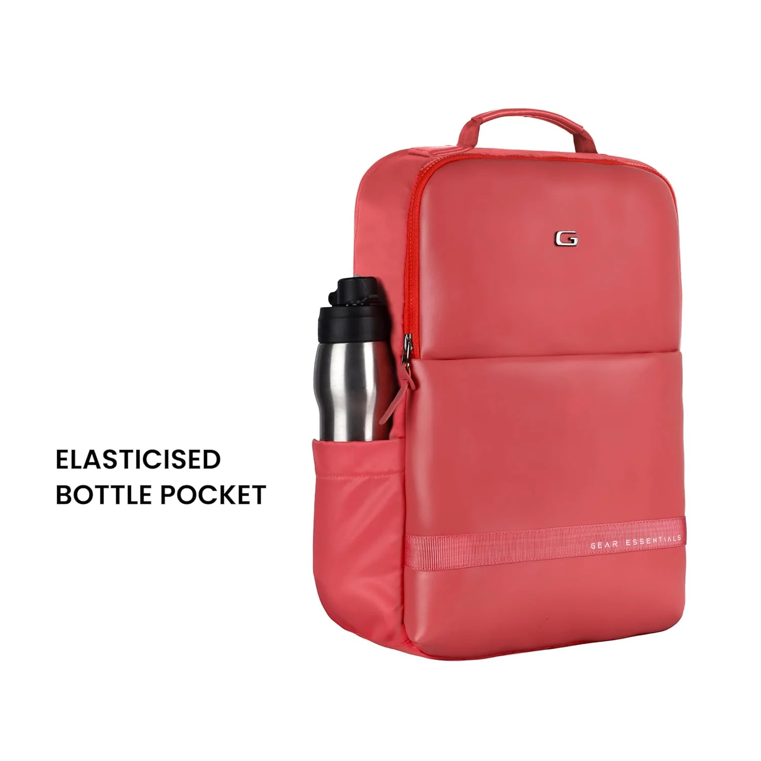 Gear Elevate 17"/20L Faux Leather Water Resistant Anti-Theft Laptop Bag/Backpack/Office Bag with Rain Cover for Men/Women (Pink) - Image 8