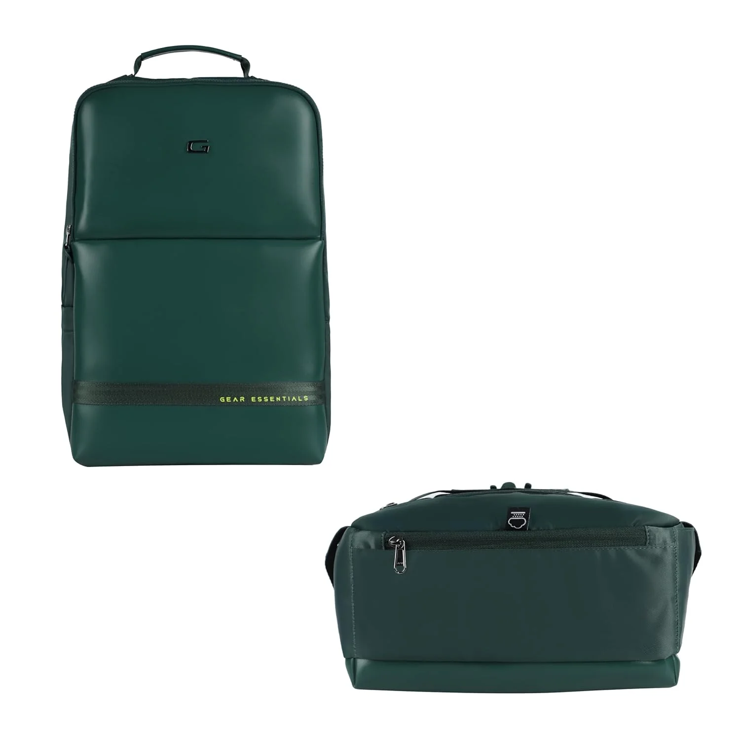 Gear Elevate 17"/20L Faux Leather Water Resistant Anti-Theft Laptop Bag/Backpack/Office Bag with Rain Cover for Men/Women (Green) - Image 8