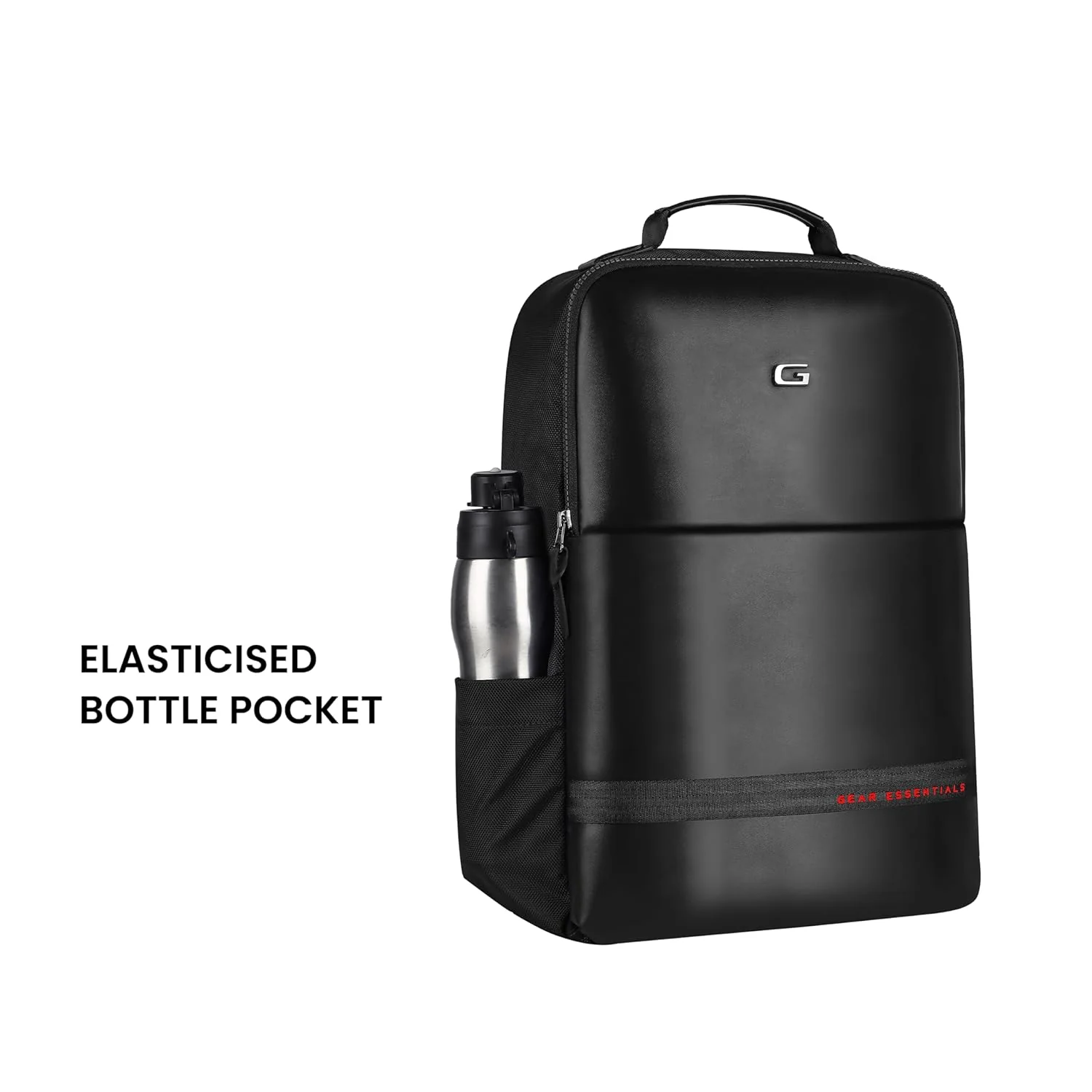 Gear Elevate 17"/20L Faux Leather Water Resistant Anti-Theft Laptop Bag/Backpack/Office Bag with Rain Cover for Men/Women (Black-Red) - Image 8