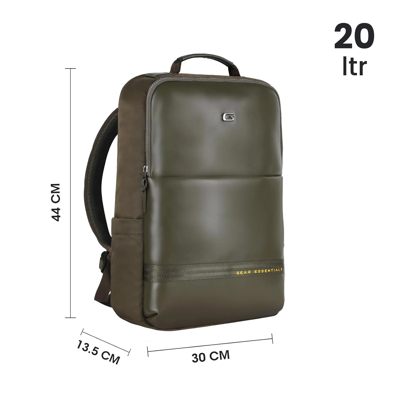 Gear Elevate 17"/20L Faux Leather Water Resistant Anti-Theft Laptop Bag/Backpack/Office Bag with Rain Cover for Men/Women (Olive-Yellow) - Image 4
