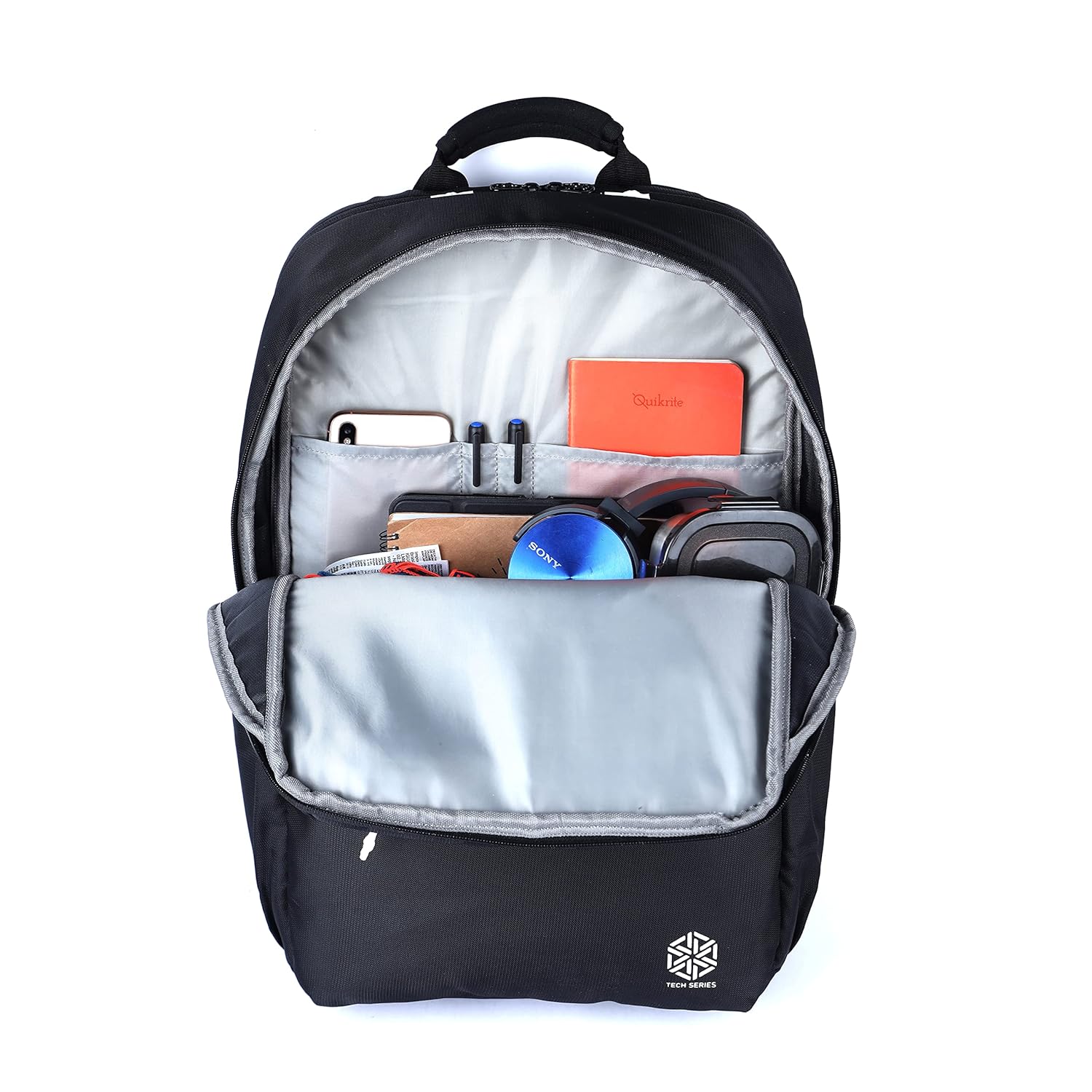 Gear LOGI-Q 27L Backpack with Trolley Sleeve for Men/Women (Black-White) - Image 6