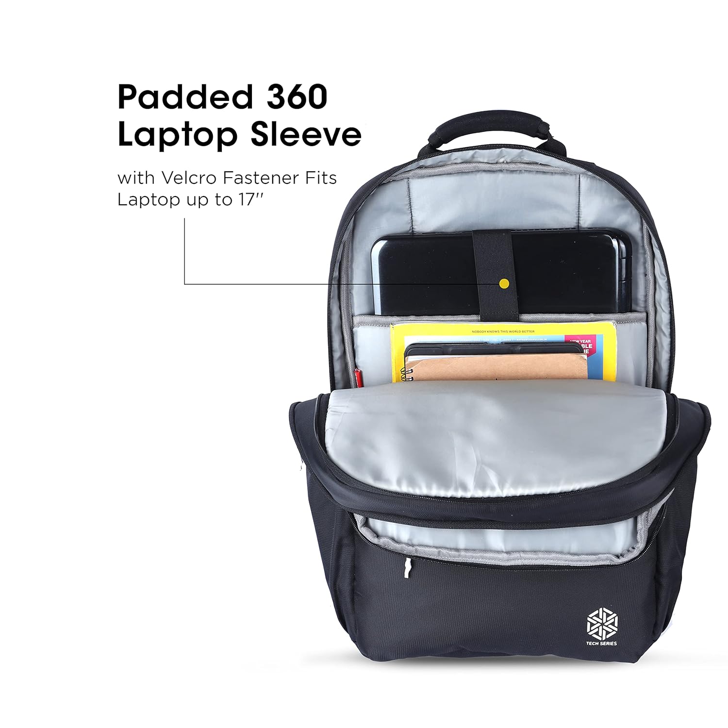 Gear LOGI-Q 27L Backpack with Trolley Sleeve for Men/Women (Black-White) - Image 7