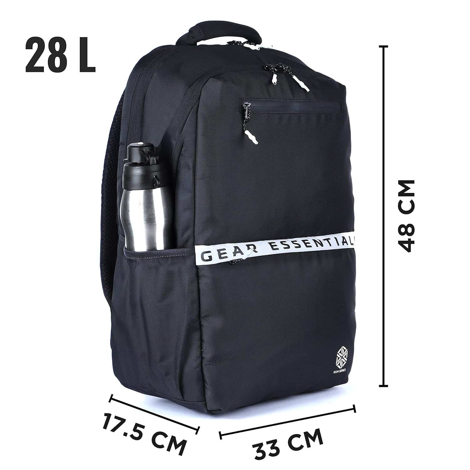 Gear LOGI-Q 27L Backpack with Trolley Sleeve for Men/Women (Black-White) - Image 9