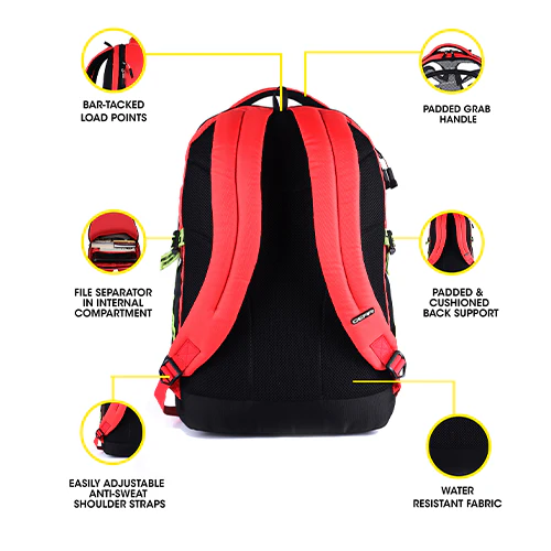 Gear Riddle 38L School/College Backpack (Red) - Image 11