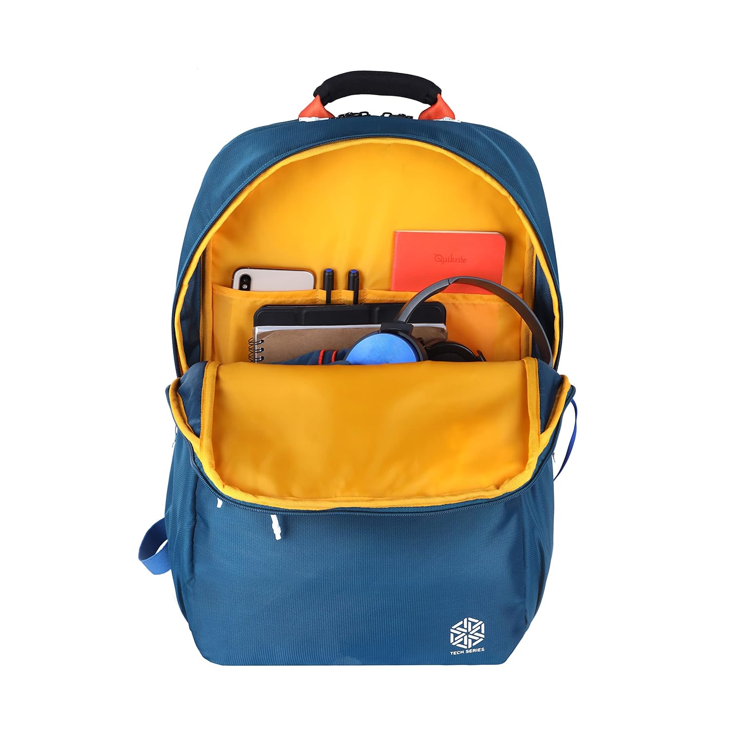 Gear LOGI-Q 27L Backpack with Trolley Sleeve for Men/Women (Teal-Yellow) - Image 5