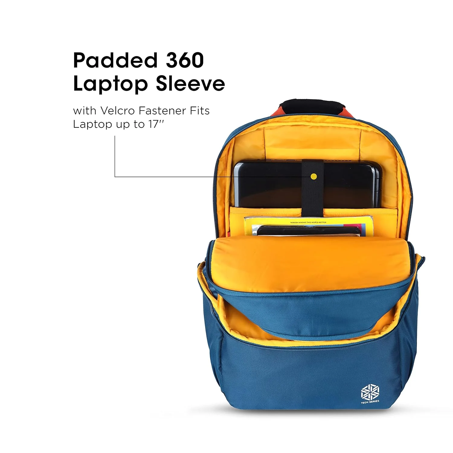 Gear LOGI-Q 27L Backpack with Trolley Sleeve for Men/Women (Teal-Yellow) - Image 6