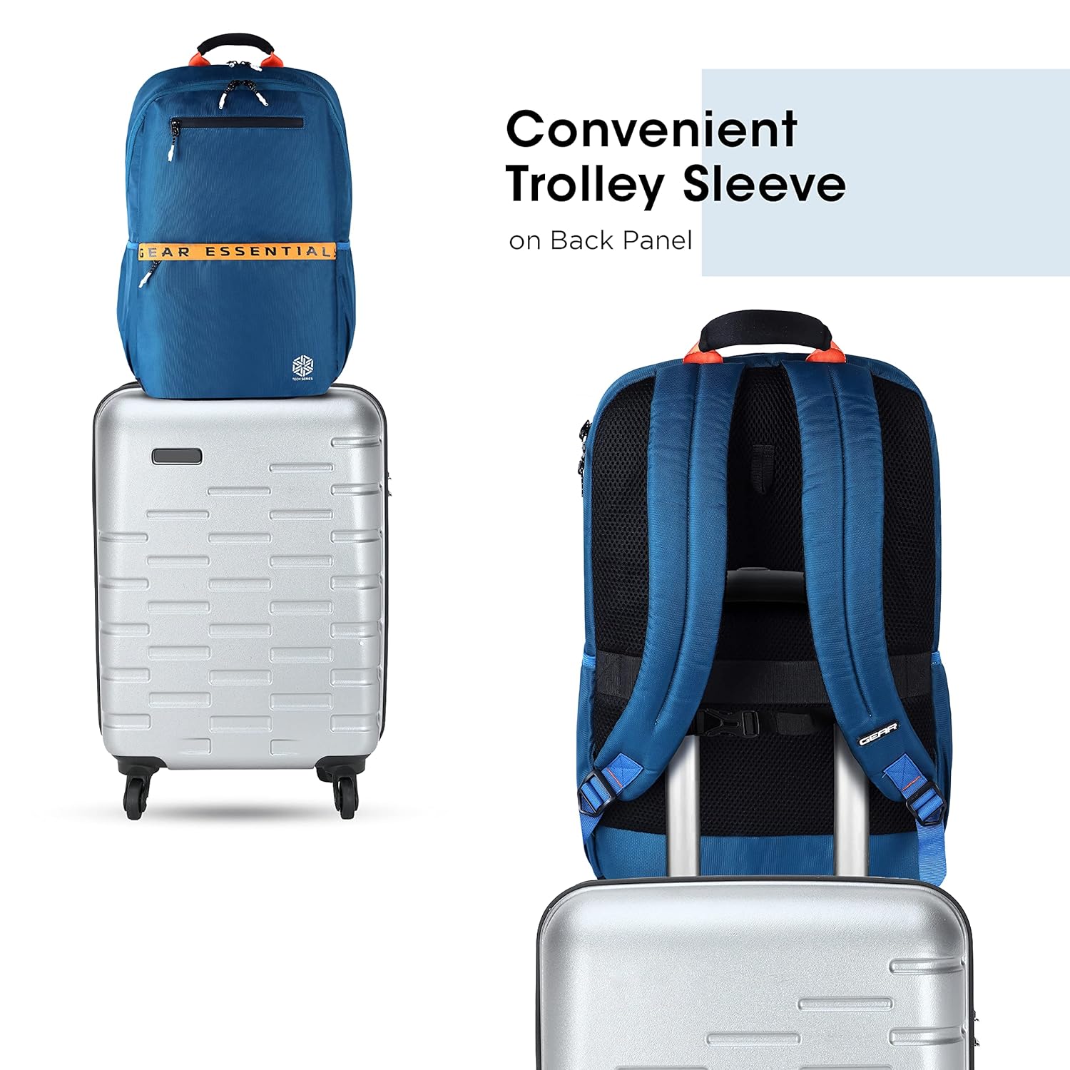 Gear LOGI-Q 27L Backpack with Trolley Sleeve for Men/Women (Teal-Yellow) - Image 7