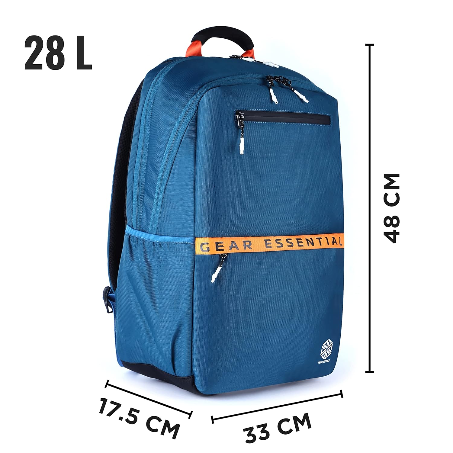 Gear LOGI-Q 27L Backpack with Trolley Sleeve for Men/Women (Teal-Yellow) - Image 8