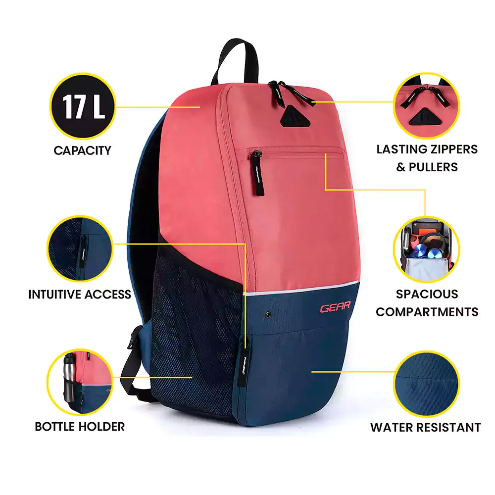 Suprior XL 17L Backpack with Shoe Pocket (Pink-Blue) - Image 10