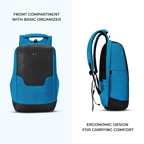 Gear NG Future 18"/27L Large Anti-Theft Faux Leather Water Resistant Laptop Backpack | Casual Backpack | Daypack | Travel Backpack | College Bag For Men/Women (Teal) - Image 3