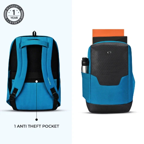 Gear NG Future 18"/27L Large Anti-Theft Faux Leather Water Resistant Laptop Backpack | Casual Backpack | Daypack | Travel Backpack | College Bag For Men/Women (Teal) - Image 6
