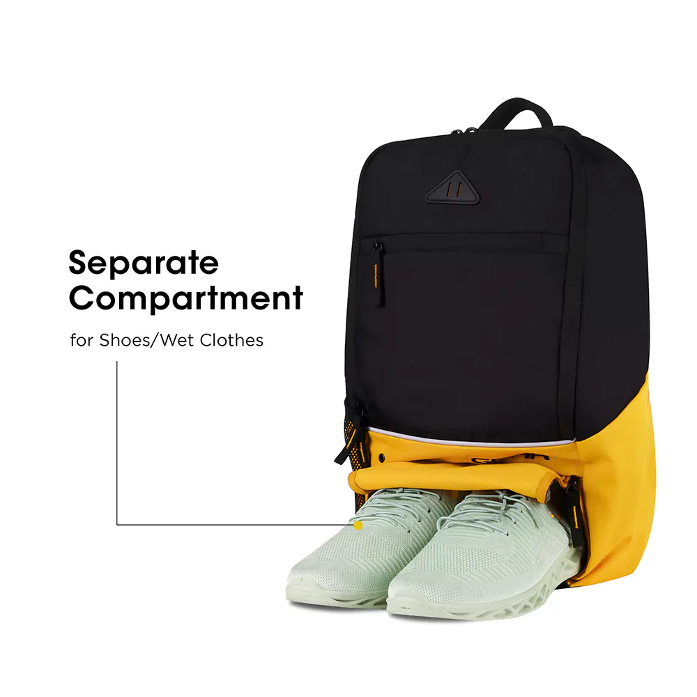 Suprior XL 17L Backpack with Shoe Pocket (Black-Yellow) - Image 5