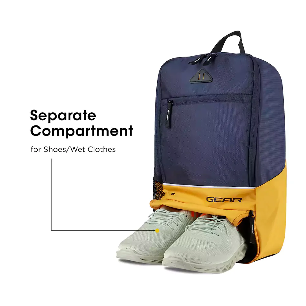 Suprior XL 17L Backpack with Shoe Pocket (Navy-Yellow) - Image 3